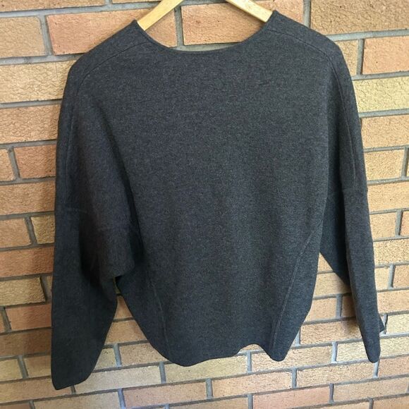 Vince Merino Wool Cashmere Blend Lace Up Sweater in Heather Graphite Gray Small - Picture 6 of 6